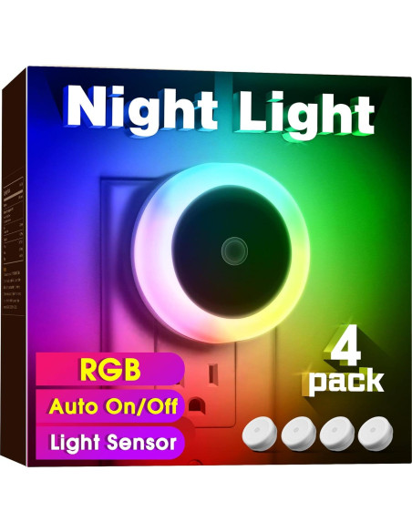 Luces Nocturnas RGB Briignite - Paquete de 4 con Sensor