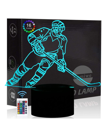 Lámpara 3D Hockey sobre Hielo KOLITEE 16 Colores LED