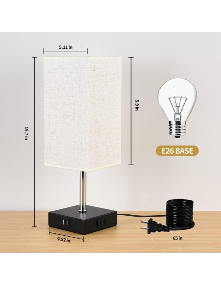 Lámpara de Noche Woderdeng Táctil con 2 USB y Bombilla