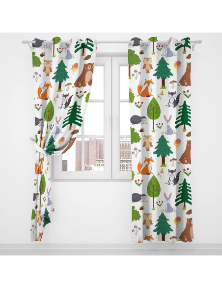 Cortinas Opacas Trelemek 72x63 cm Animales y Flores