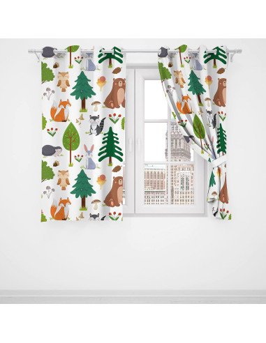 Cortinas Opacas Trelemek 72x63 cm Animales y Flores