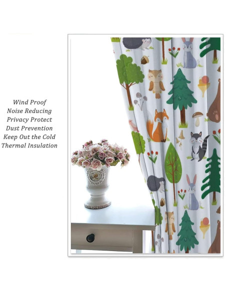 Cortinas Opacas Trelemek 72x63 cm Animales y Flores