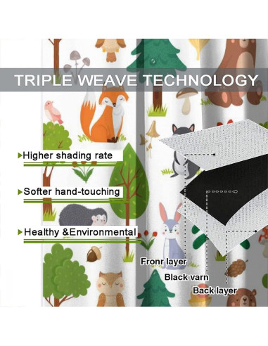 Cortinas Opacas Trelemek 72x63 cm Animales y Flores