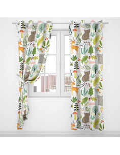 Cortinas Opacas Trelemek 132x213 cm Animales Bosque 2