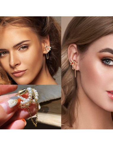 35 Aretes de Clip Ajustables Oro y Plata para Mujeres
