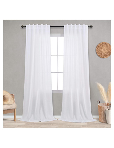 Cortinas KOUFALL 107x229 cm Blancas Semitransparentes
