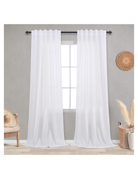 Cortinas KOUFALL 107x229 cm Blancas Semitransparentes
