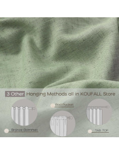 Cortinas Sheer KOUFALL Verde Salvia 97x137 cm Pack 2 2