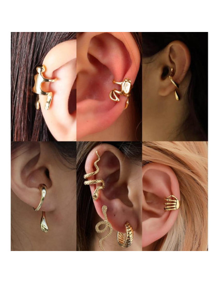 35 Aretes de Clip Ajustables Oro y Plata para Mujeres