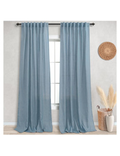 Cortinas Translucidas KOUFALL 52x274 cm Gris Azul 2 Paneles