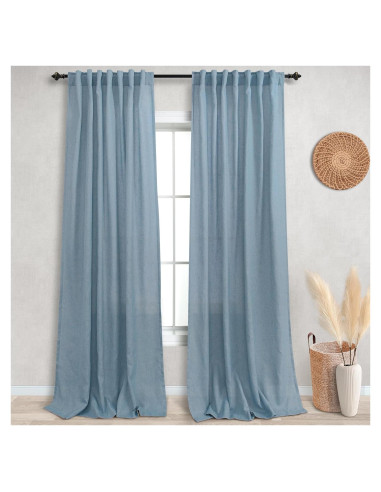 Cortinas Translucidas KOUFALL 52x274 cm Gris Azul 2 Paneles