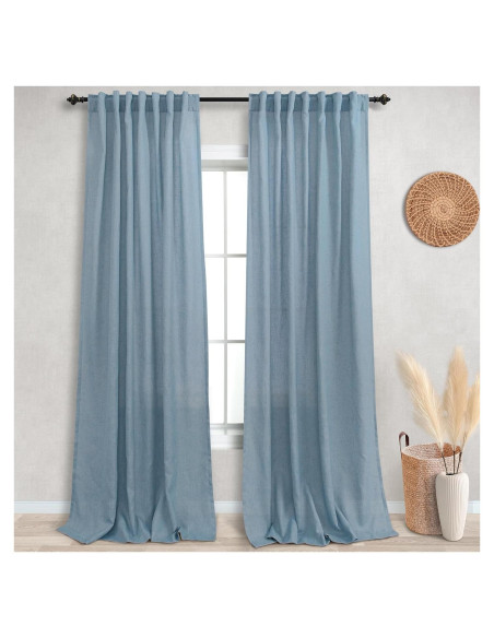 Cortinas Translucidas KOUFALL 52x274 cm Gris Azul 2 Paneles