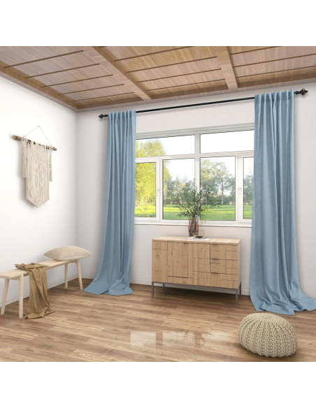Cortinas Translucidas KOUFALL 52x274 cm Gris Azul 2 Paneles
