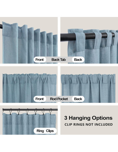 Cortinas Translucidas KOUFALL 52x274 cm Gris Azul 2 Paneles