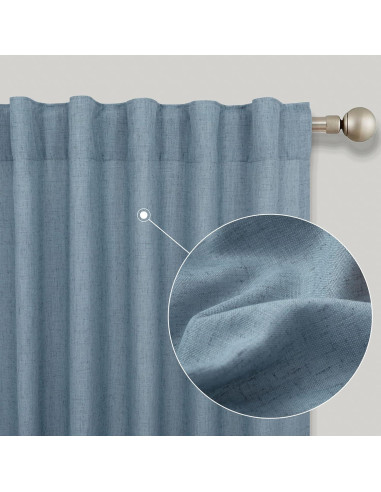 Cortinas Translucidas KOUFALL 52x274 cm Gris Azul 2 Paneles