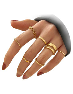 Conjunto de Anillos de Nudillo FAXHION Oro Vintage Boho 7 Piezas