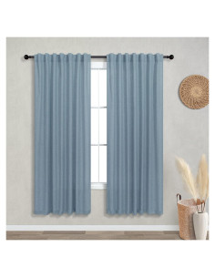 Cortinas de Lino KOUFALL Azul Piedra 52x183 cm Pack 2