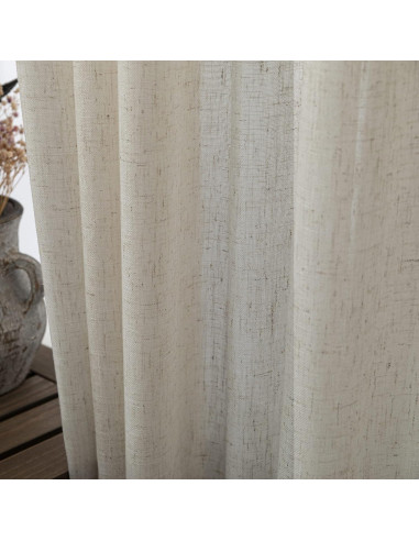 Cortinas Sheer KOUFALL de Lino Beige 52x229 cm con Bolsillo