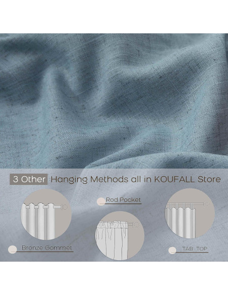 Cortinas de Lino KOUFALL Azul Piedra 52x183 cm Pack 2