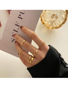 Conjunto de Anillos de Nudillo FAXHION Oro Vintage Boho 7 Piezas 2