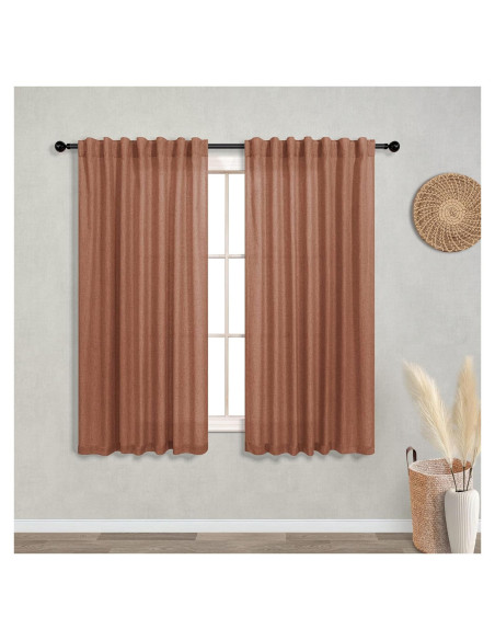 Cortinas Sheer KOUFALL Terracota 52x137 cm Pack 2