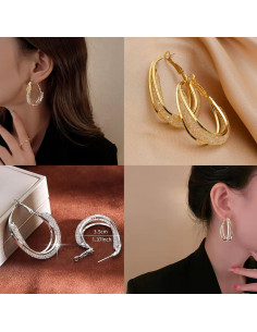 Pendientes Aros Hipoalergénicos Halolux Lymphvity Oro y Plata 2