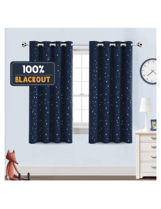 Cortinas Blackout PrinceDeco 2 Paneles Estrellas Azul 63cm