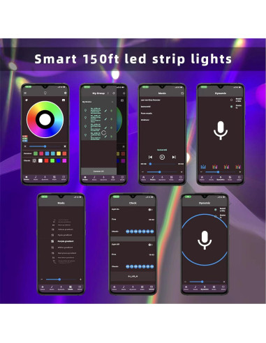 HEDYNSHINE Tira LED 45.72m RGB Control Remoto Música