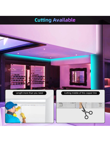 HEDYNSHINE Tira LED 45.72m RGB Control Remoto Música