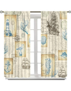 Cortinas Náuticas AAVEUP 2 Paneles 53x114 cm Estilo Art Deco 2