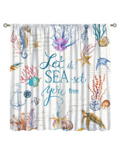 Cortinas AAVEUP Animales Marinos 2 Paneles 53x114 cm