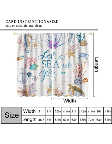 Cortinas AAVEUP Animales Marinos 2 Paneles 53x114 cm