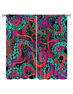 Cortinas AAVEUP Pulpo 2 Paneles 53x113 cm Decorativas