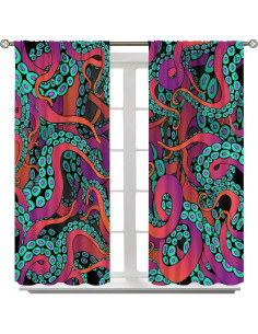 Cortinas AAVEUP Pulpo 2 Paneles 53x113 cm Decorativas 2