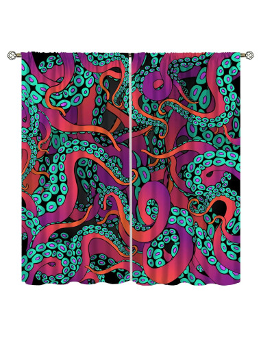 Cortinas AAVEUP Pulpo 2 Paneles 53x113 cm Decorativas