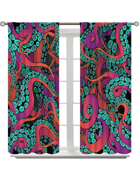 Cortinas AAVEUP Pulpo 2 Paneles 53x113 cm Decorativas