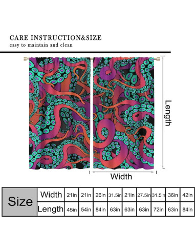 Cortinas AAVEUP Pulpo 2 Paneles 53x113 cm Decorativas