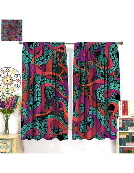 Cortinas AAVEUP Pulpo 2 Paneles 53x113 cm Decorativas