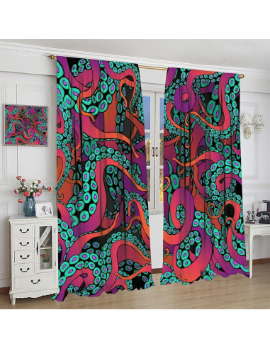 Cortinas AAVEUP Pulpo 2 Paneles 53x113 cm Decorativas