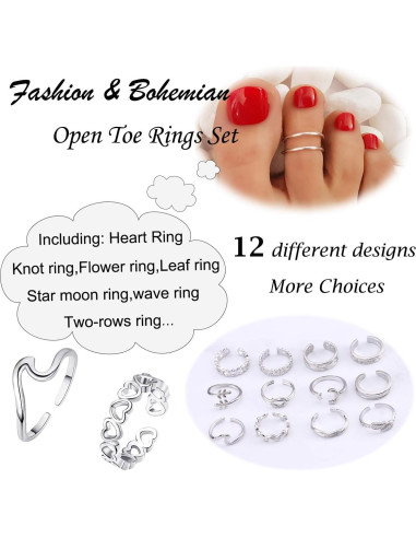 Set de 12 Anillos Ajustables de Cobre KOHOTA para Mujeres