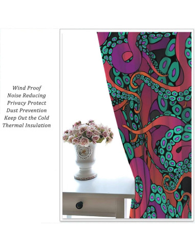 Cortinas AAVEUP Pulpo 2 Paneles 53x113 cm Decorativas