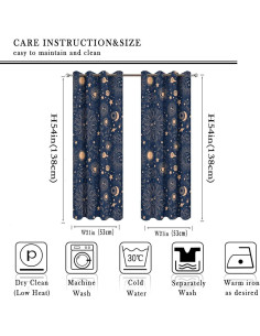 Cortina Blackout Llylumty Espacial Estrellas 2 Paneles 53.5x114cm 2