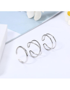 Set de 3 Anillos Abiertos Ajustables de Plata Esterlina 925 PATISORNA 2