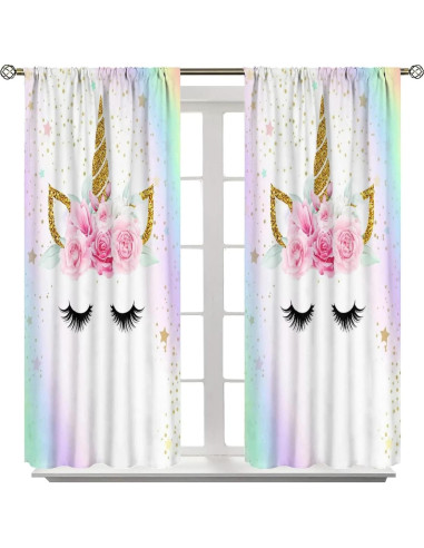 Cortinas Blackout Unicornio SXXLDNG 2 Paneles 66x213 cm
