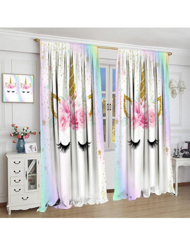 Cortinas Blackout Unicornio SXXLDNG 2 Paneles 66x213 cm