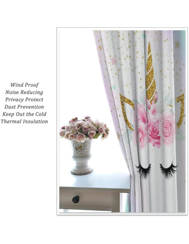 Cortinas Blackout Unicornio SXXLDNG 2 Paneles 66x213 cm