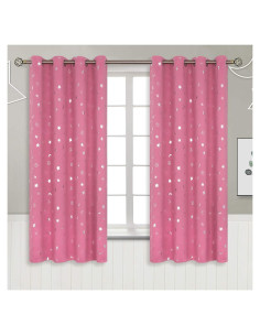 Cortinas Opacas BGment Rosa 2 Paneles Estrella y Luna 116x160cm