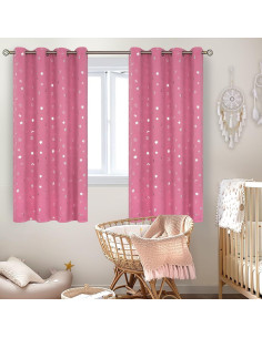 Cortinas Opacas BGment Rosa 2 Paneles Estrella y Luna 116x160cm 2