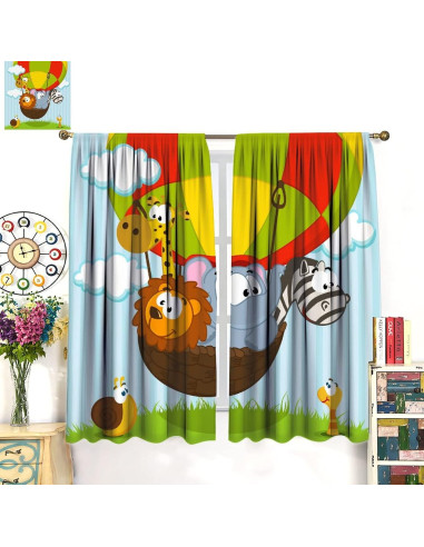 Cortinas Opacas JADERYS Animales Dibujos Modernos 2 Paneles 106.68x114.3cm