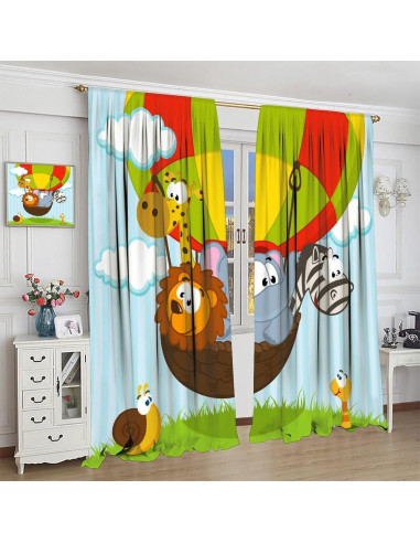 Cortinas Opacas JADERYS Animales Dibujos Modernos 2 Paneles 106.68x114.3cm